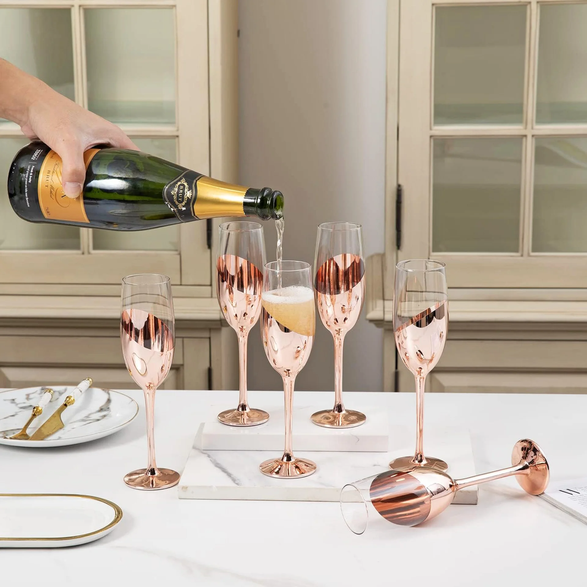 Set de 4 Copas Champagne Encobrizadas M85