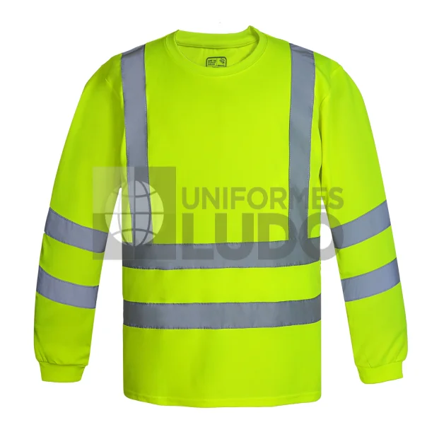 Polera dry fit manga larga con cinta reflectiva