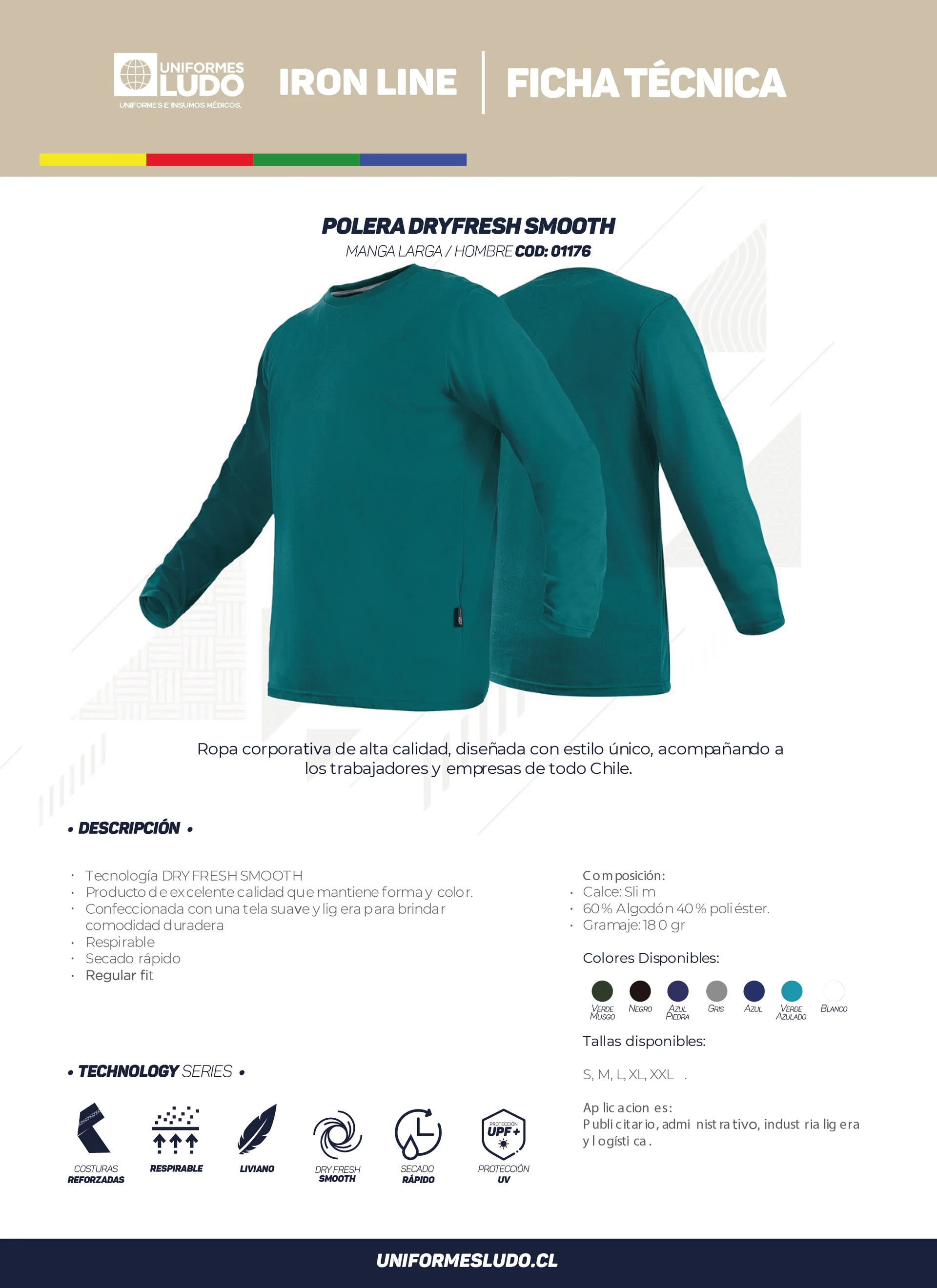 Polera dryfresh smooth manga larga hombre