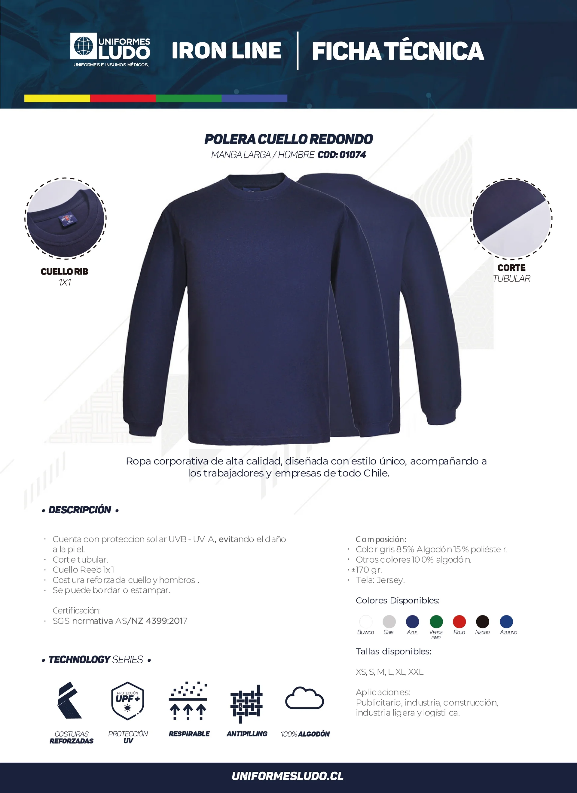 Polera manga larga hombre.
