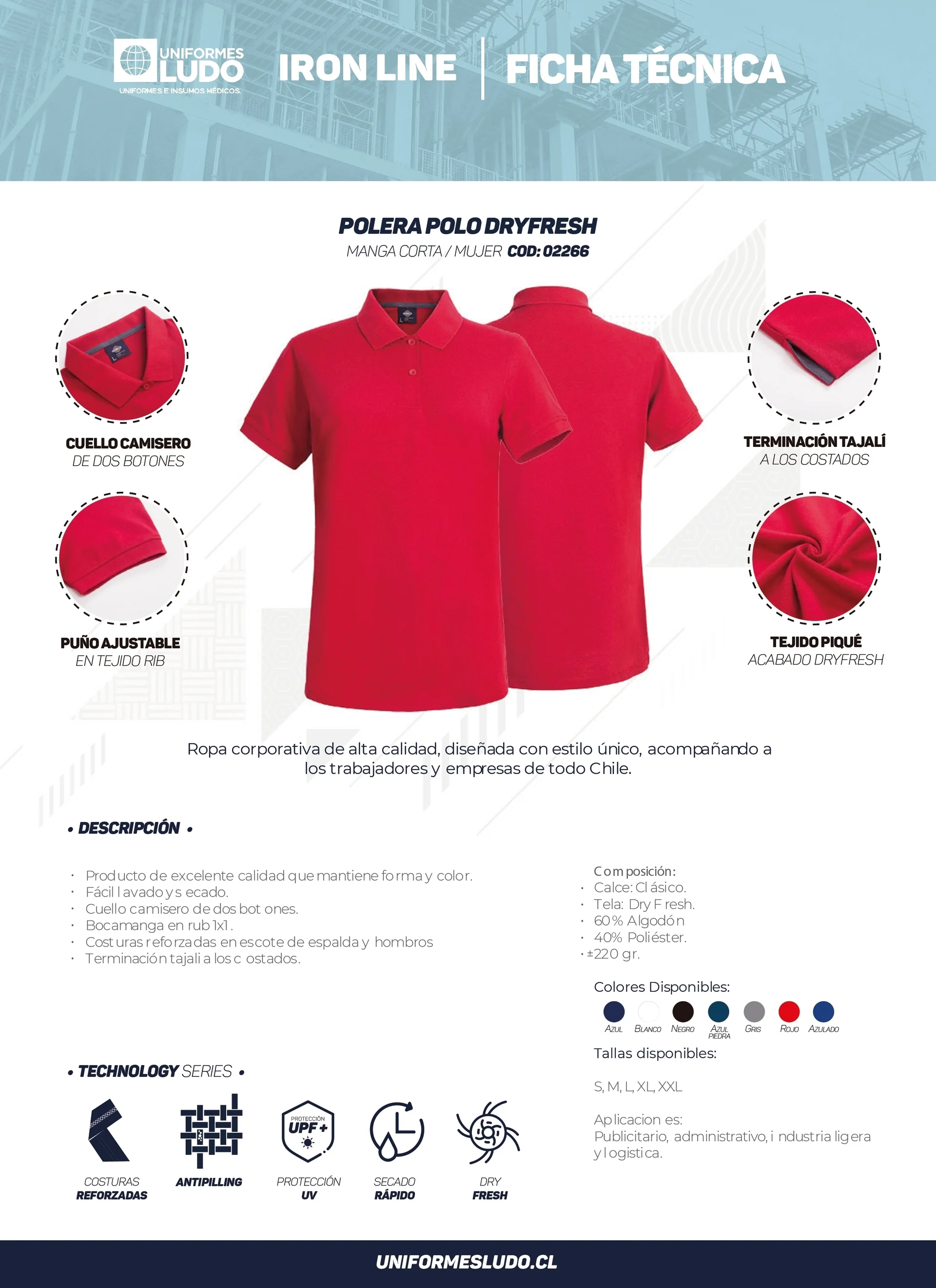 Polera polo dryfresh manga corta mujer