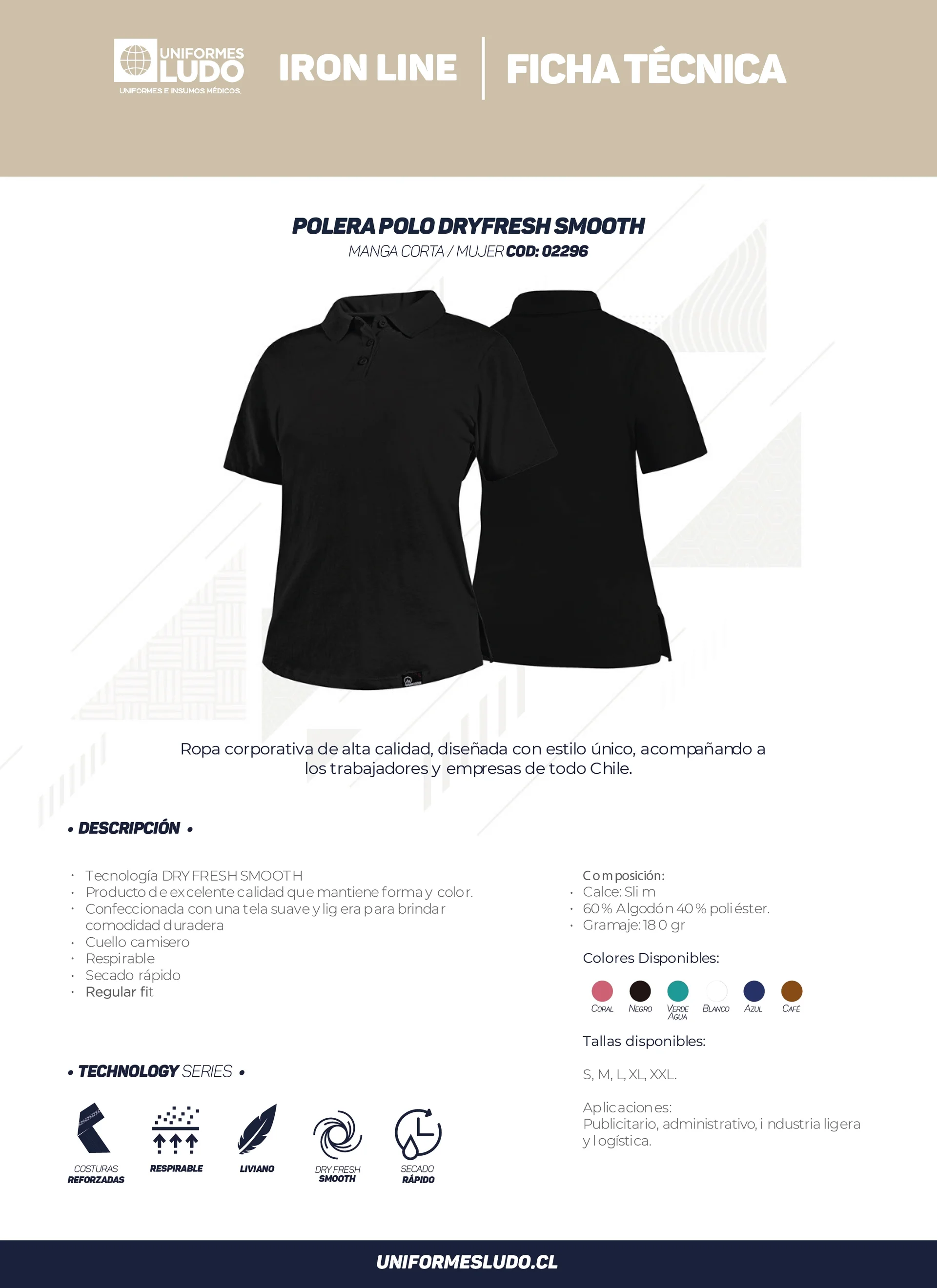 Polera polo dryfresh smooth manga corta mujer