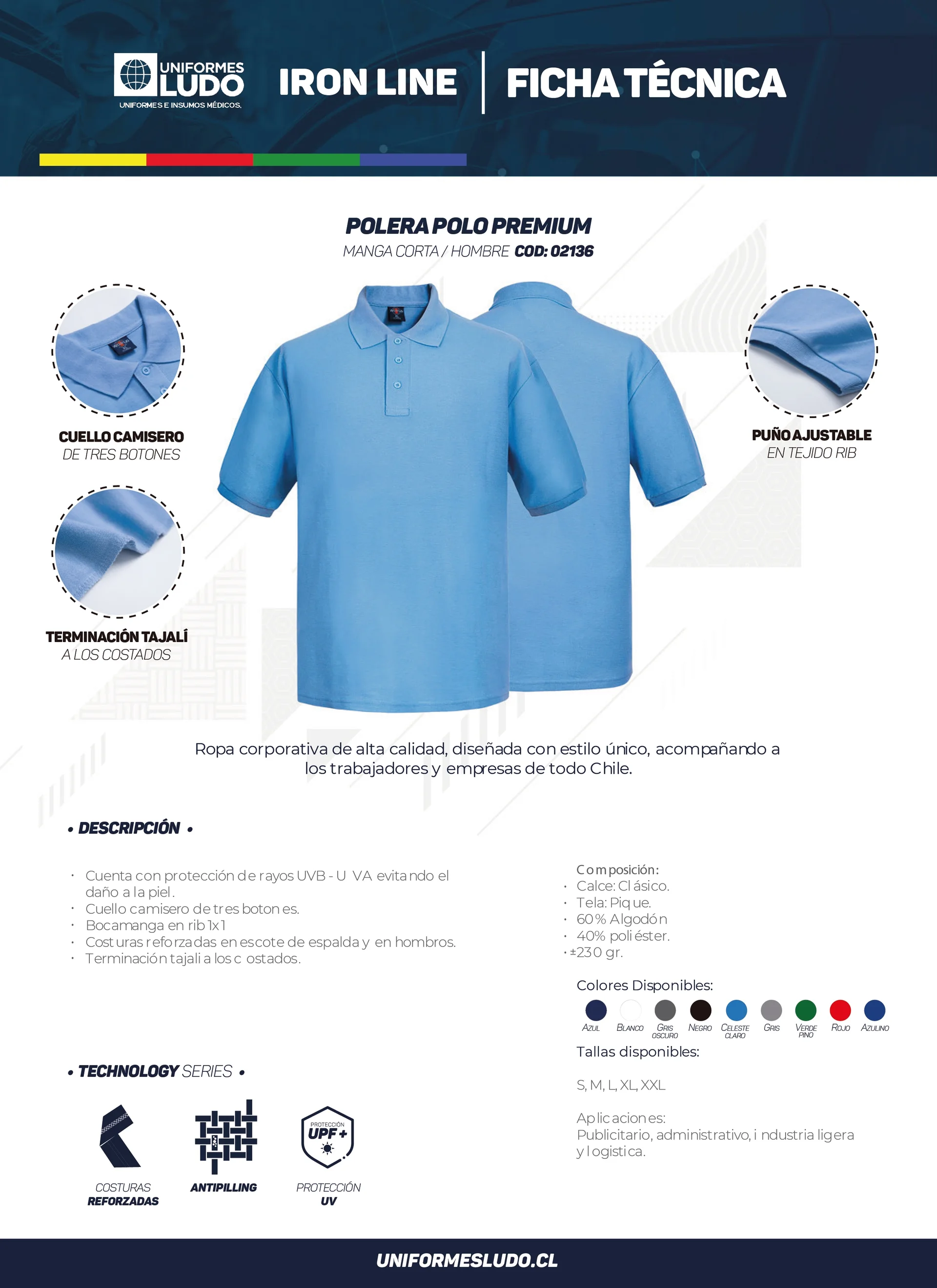 Polera polo manga corta hombre premium