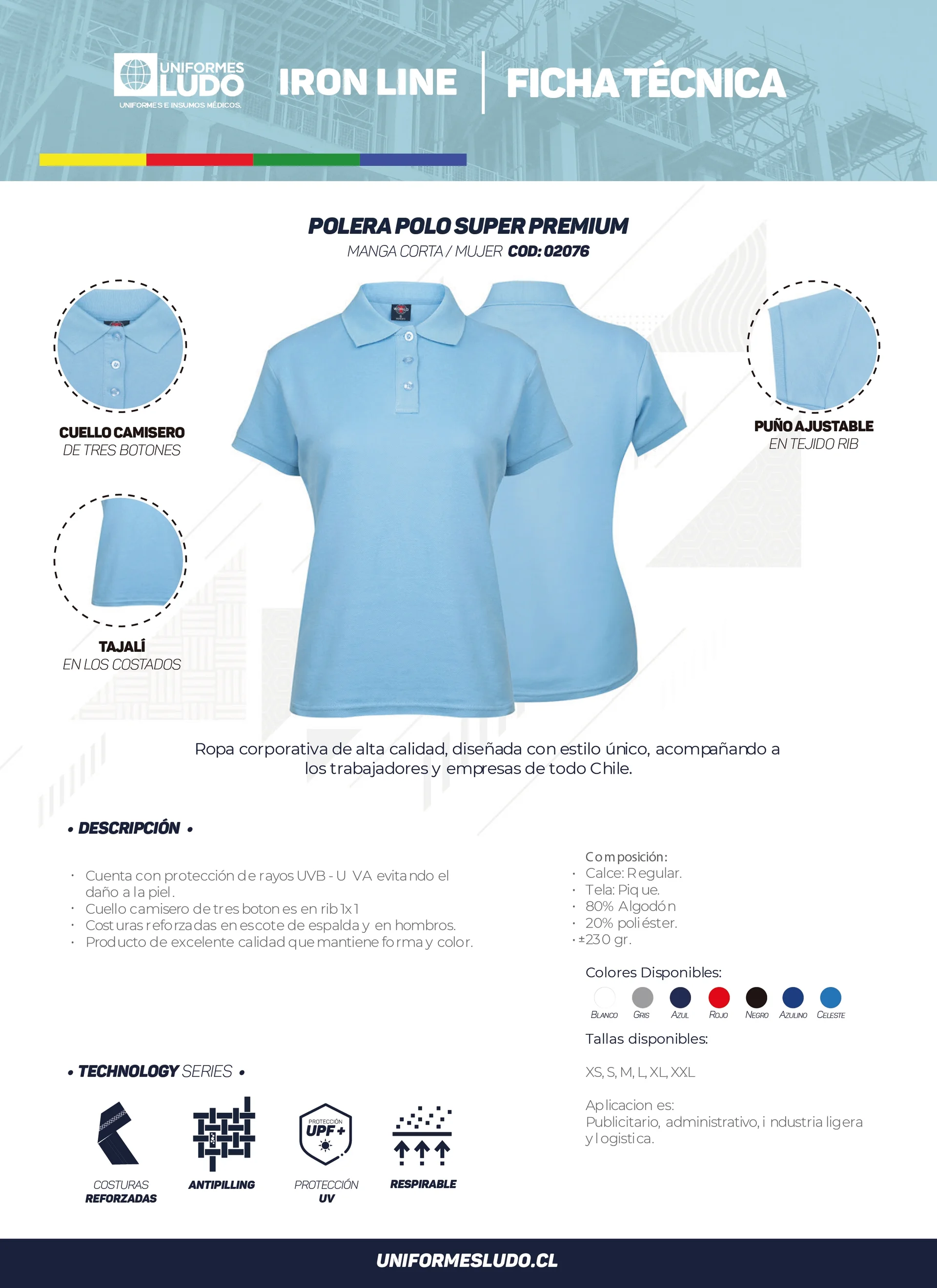 Polera polo manga corta mujer super premium