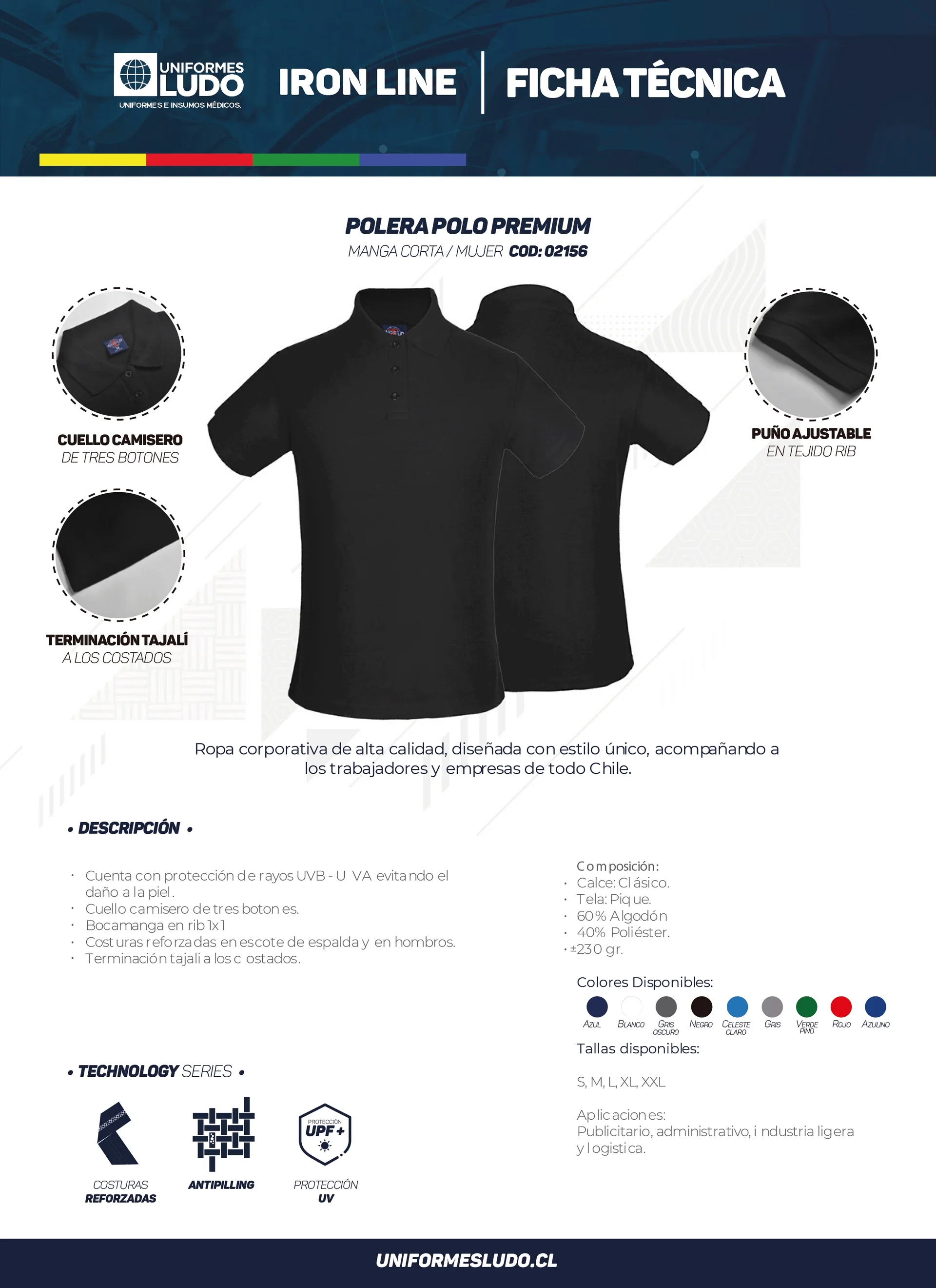 Polera polo premium manga corta mujer